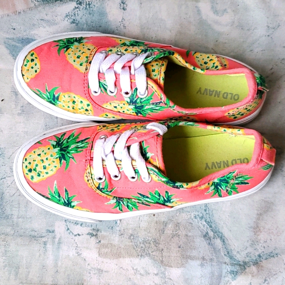 Old Navy Cute Girls Pink Yellow Pineapple Sneakers